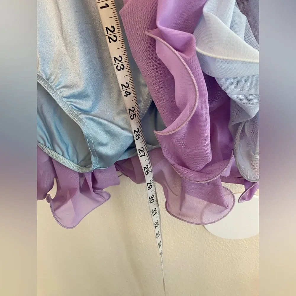 WEISSMAN Dance Costume sequins blue lavender You Set Me Free 14248 MA adult
